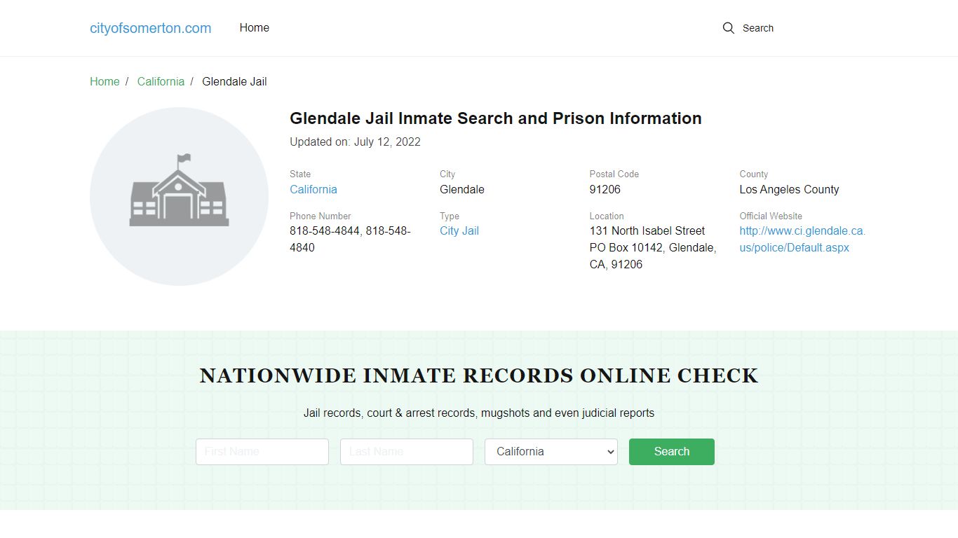 Glendale Jail Inmate Search and Prison Information